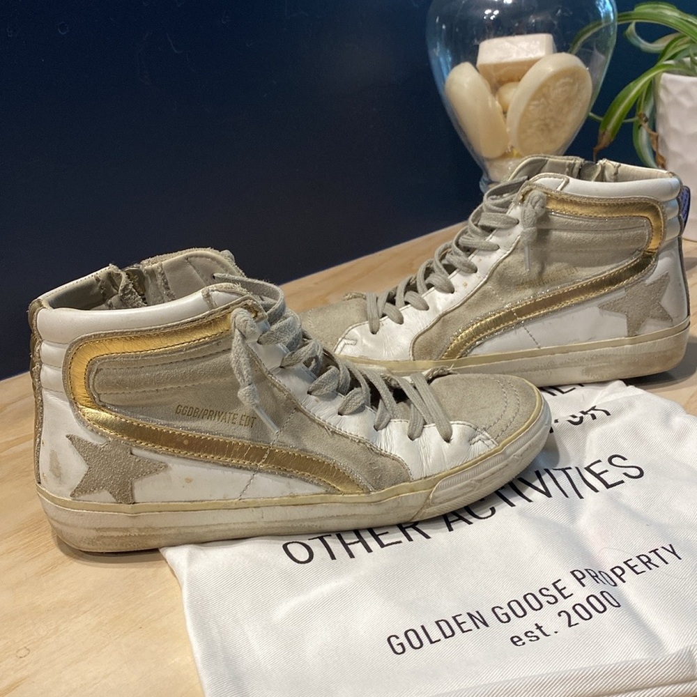 Golden Goose Women's Slide Sneakers - White and Gray